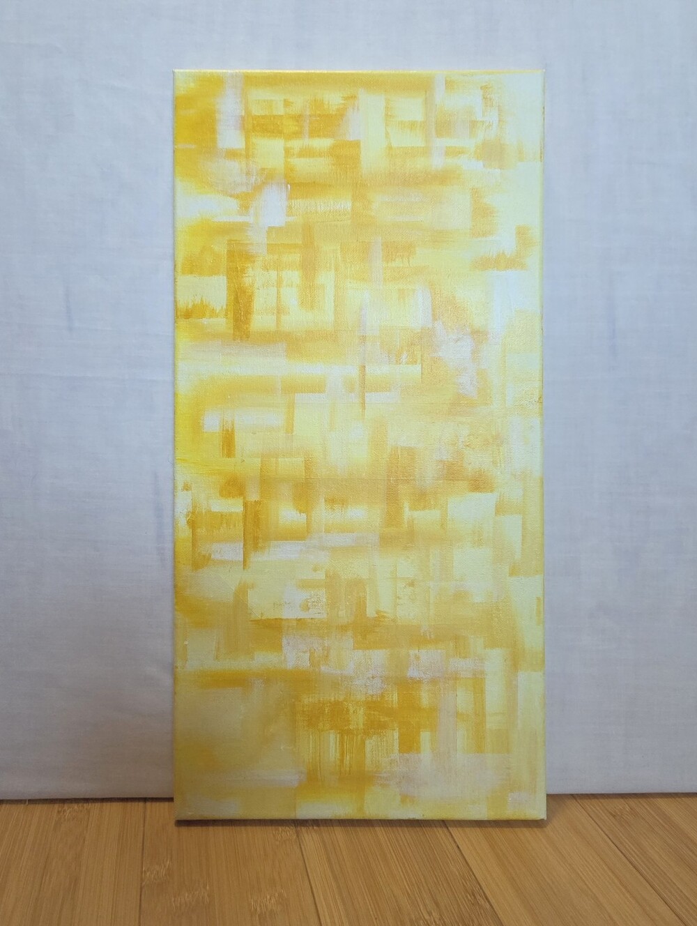 Yellow Acrylic Abstract Painting On Canvas
